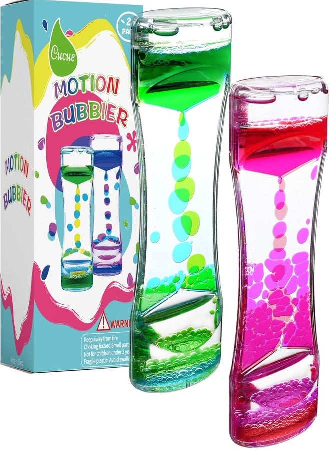 Cucue 2 Pack Liquid Motion Bubbler - Sensory Toys for School, Home, Office - Colorful Liquid Hourglass for Calming & Relaxing - Christmas Stocking Stuffer for Kids-New Model 6.7x2.6in - Image 1